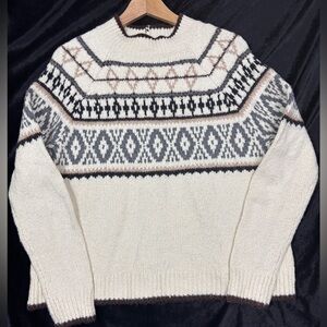 American Eagle Fair Isle Sweater‎ Womans L Soft Fishermancore New England Winter